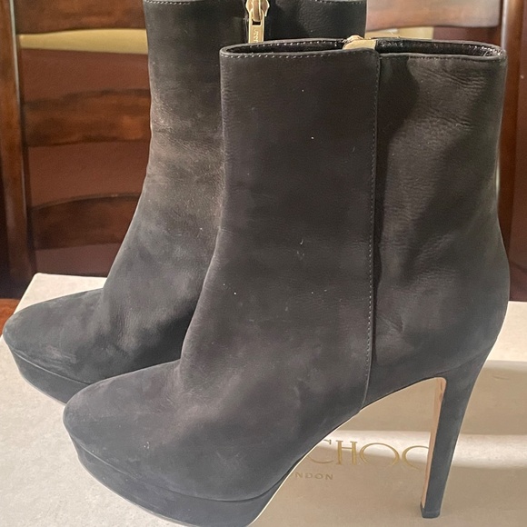 Jimmy Choo "Maggie" Black Suede Boots, Size 37 - Picture 3 of 8